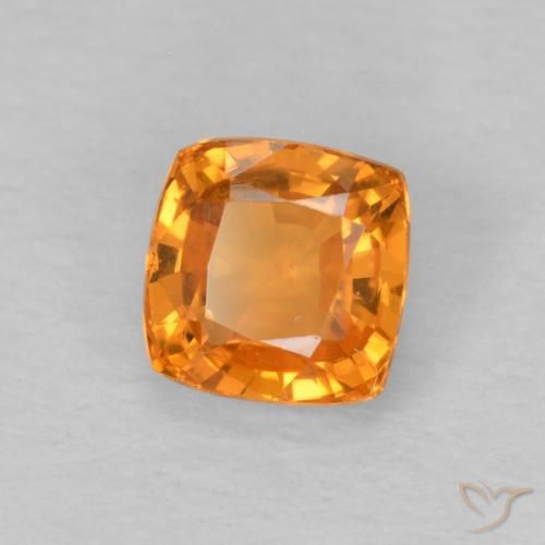 Safira Laranja brilhante Natural 0.62ct, Almofada, VS