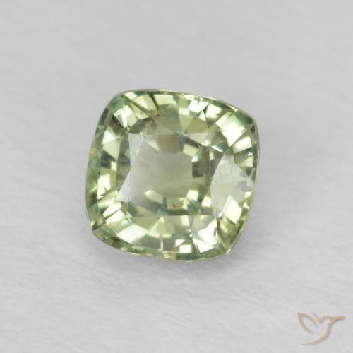 Safira Verde muito claro Natural 0.60ct, Almofada, VS