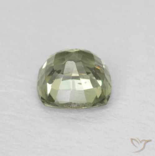 Safira Verde muito claro Natural 0.60ct, Almofada, VS