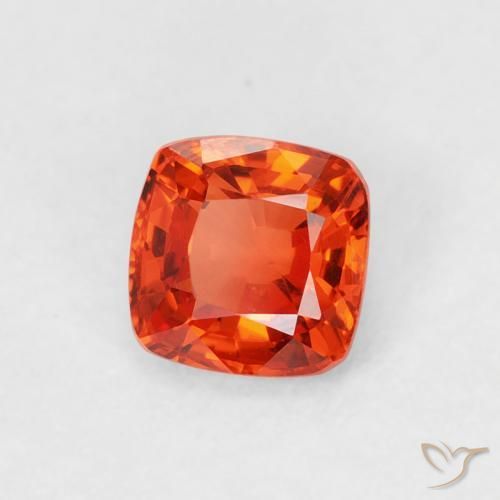 Safira laranja avermelhado Natural 0.56ct, Almofada, VVS-VS