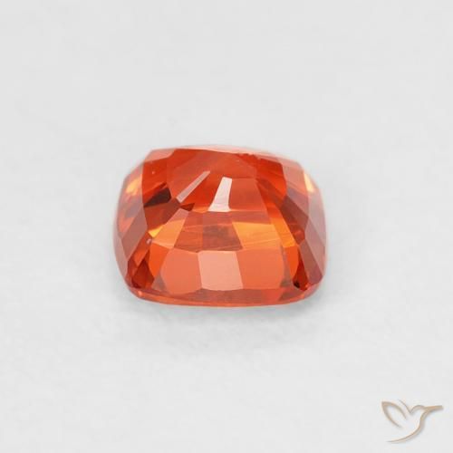 Safira laranja avermelhado Natural 0.56ct, Almofada, VVS-VS
