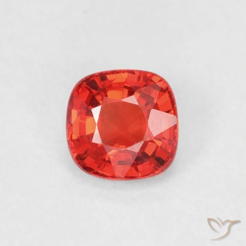 0.45ct Natural Carmesim Brilhante Vermelho-Laranja Safira, Almofada, VVS-VS
