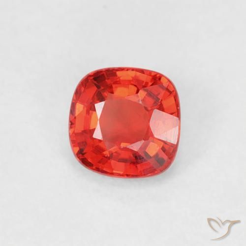 Safira Carmesim Brilhante Vermelho-Laranja Natural 0.45ct, Almofada, VVS-VS
