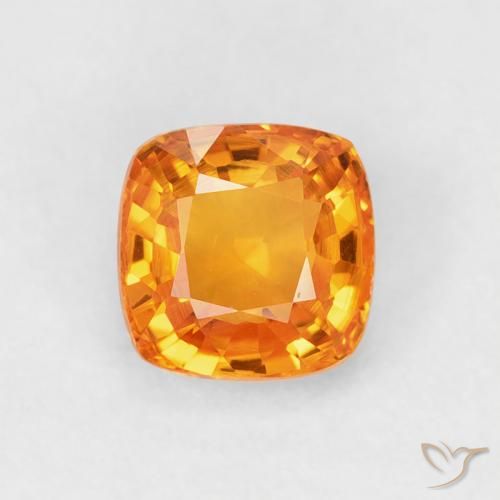 0.71ct Natural Laranja Médio Safira, Almofada, VVS-VS