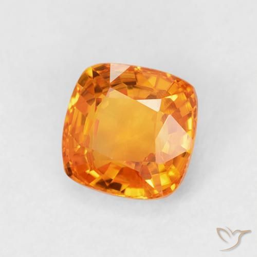 Safira Laranja Médio Natural 0.71ct, Almofada, VVS-VS