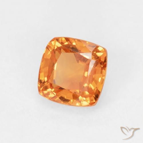 Safira Laranja Médio Natural 0.60ct, Almofada, VVS-VS