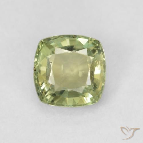 0.58ct Natural Verde amarelado Safira, Almofada, VVS-VS