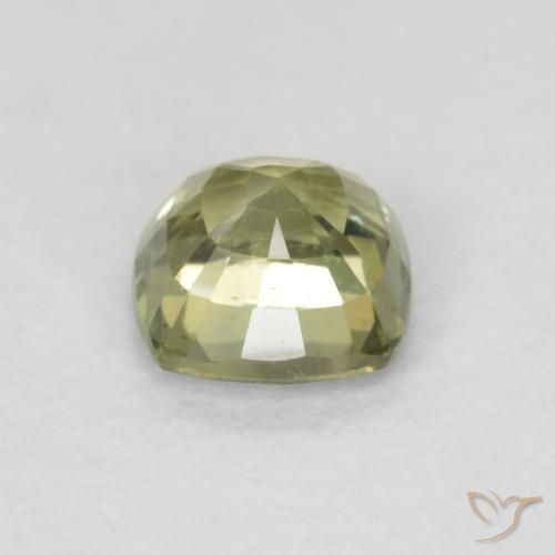 Safira Verde amarelado Natural 0.58ct, Almofada, VVS-VS