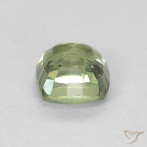 Safira Verde Sábio Muito Claro Natural 0.68ct, Almofada, VVS-VS