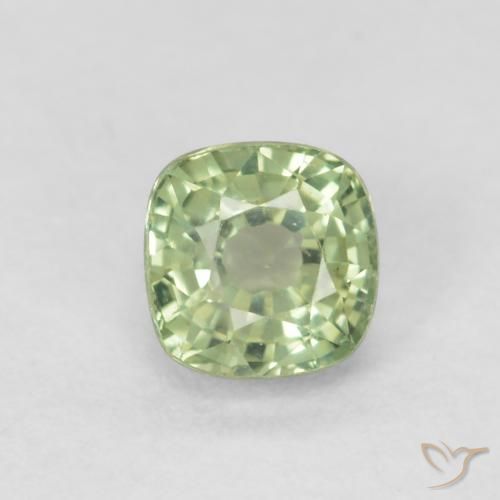 0.55ct Natural Verde Sábio Muito Claro Safira, Almofada, VVS