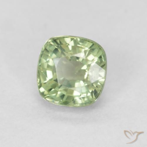 Safira Verde Sábio Muito Claro Natural 0.55ct, Almofada, VVS
