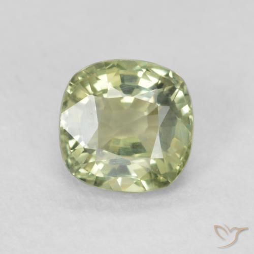 0.65ct Natural Verde Sábio Muito Claro Safira, Almofada, VVS-VS
