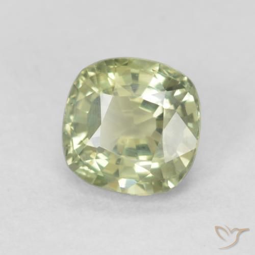 Safira Verde Sábio Muito Claro Natural 0.65ct, Almofada, VVS-VS