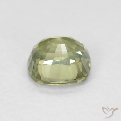 Safira Verde Sábio Muito Claro Natural 0.65ct, Almofada, VVS-VS
