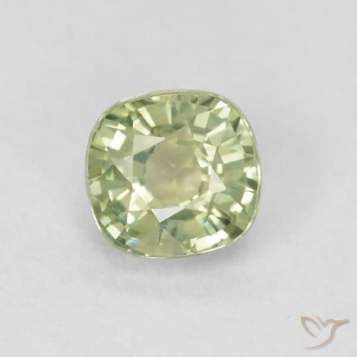 0.57ct Natural Verde Sábio Muito Claro Safira, Almofada, VVS-VS
