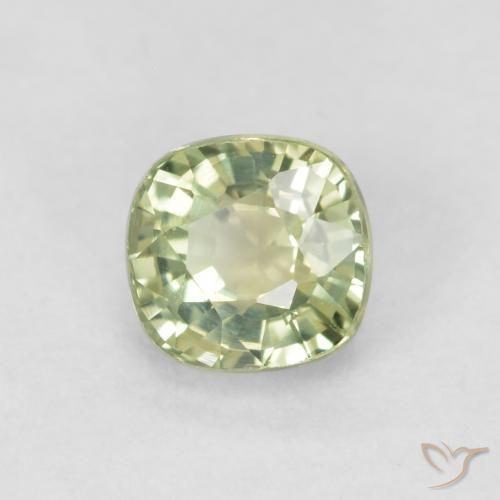 Safira Verde Sábio Muito Claro Natural 0.57ct, Almofada, VVS-VS