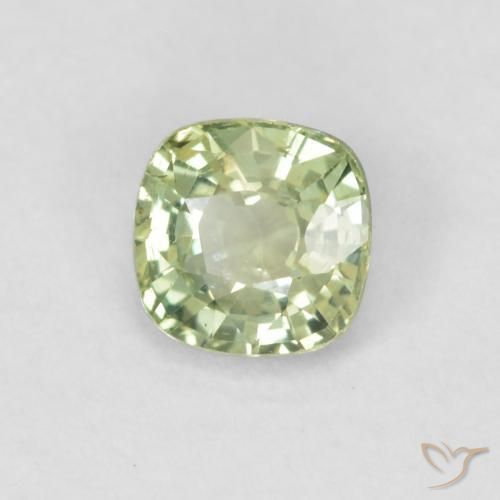 Safira Verde Sábio Muito Claro Natural 0.43ct, Almofada, VVS-VS