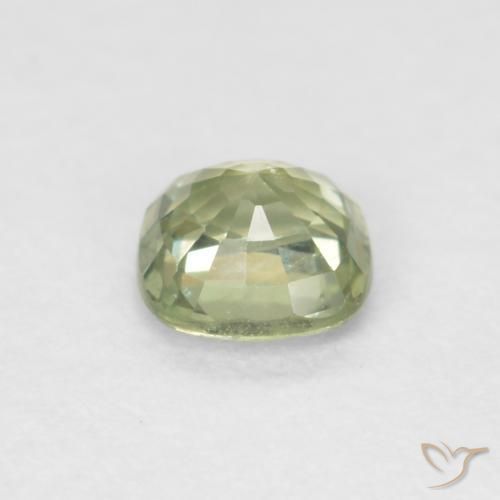 Safira Verde Sábio Muito Claro Natural 0.43ct, Almofada, VVS-VS