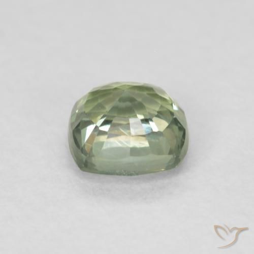 Safira Verde Sábio Claro Natural 0.48ct, Almofada, VVS-VS