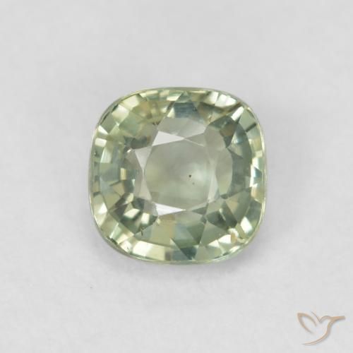 0.58ct Natural Verde Sábio Claro Safira, Almofada, VVS-VS