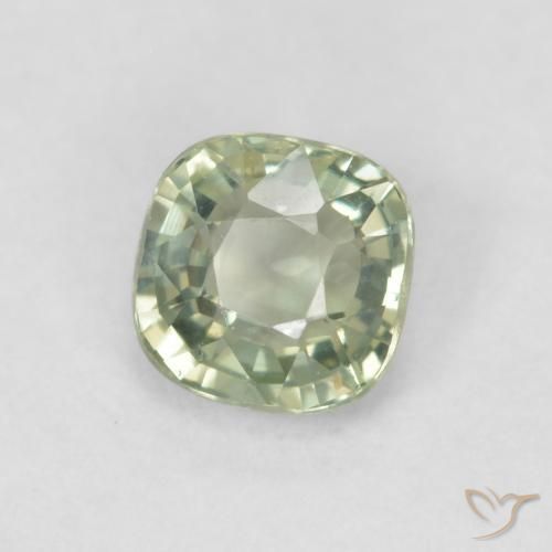 Safira Verde Sábio Claro Natural 0.58ct, Almofada, VVS-VS