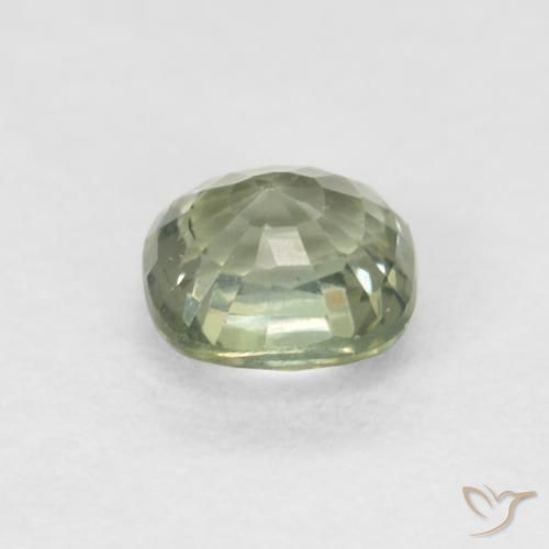 Safira Verde Sábio Claro Natural 0.58ct, Almofada, VVS-VS