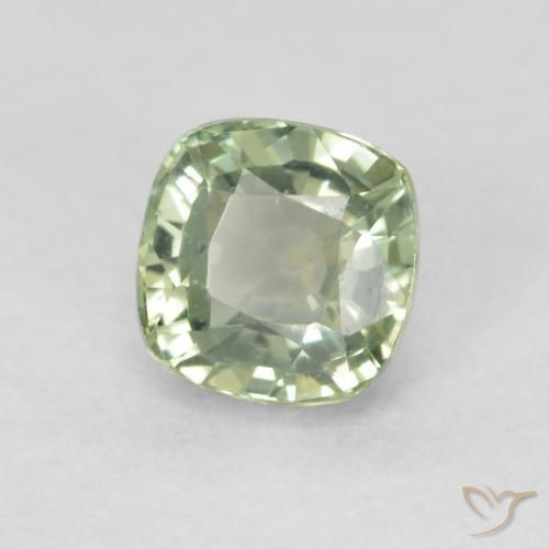Safira Verde Sábio Muito Claro Natural 0.69ct, Almofada, VVS-VS