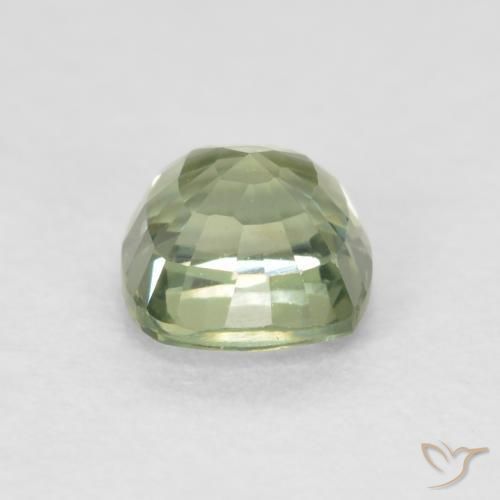 Safira Verde Sábio Muito Claro Natural 0.69ct, Almofada, VVS-VS