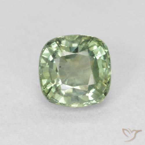 0.55ct Natural Verde Sábio Muito Claro Safira, Almofada, VVS