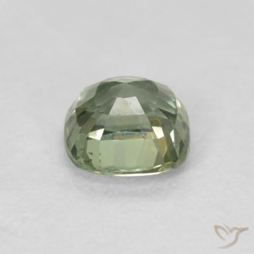 Safira Verde Sábio Muito Claro Natural 0.55ct, Almofada, VVS