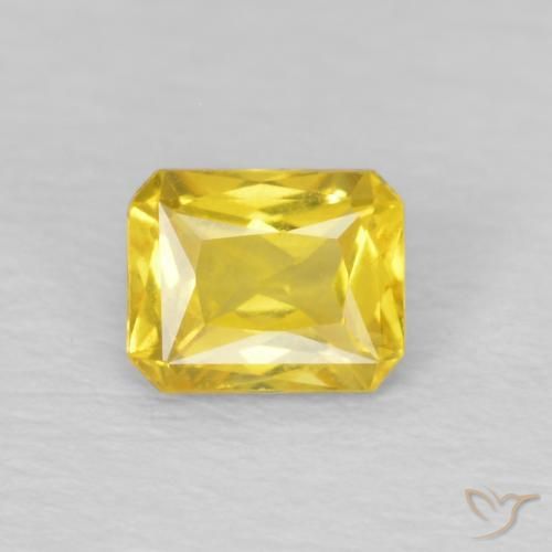 Safira Mel amarelo Natural 0,50ct, Corte Esmeralda, VS
