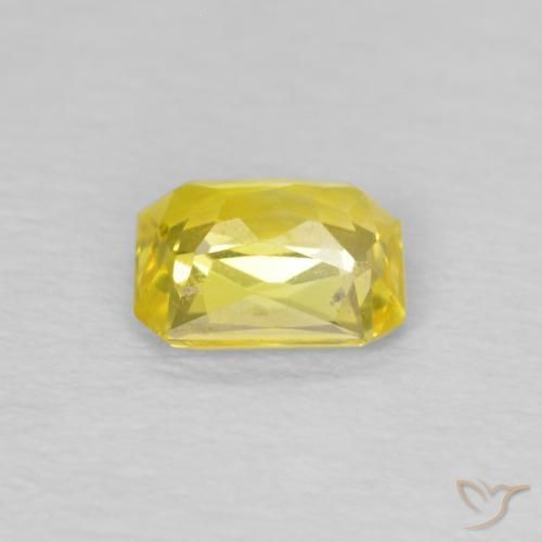Safira Luz amarela Natural 0.49ct, Corte Octógono / Esmeralda, VVS