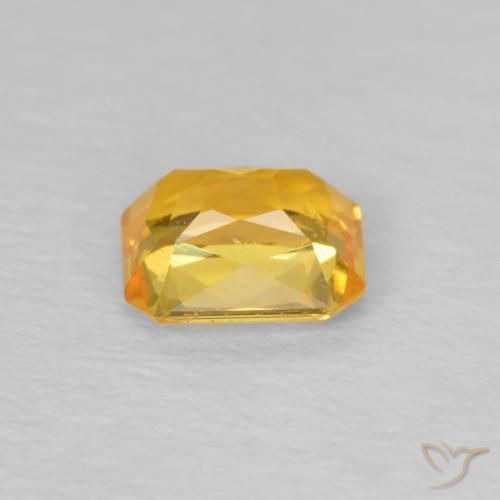 Safira ouro médio Natural 0.49ct, Corte Octógono / Esmeralda, VS