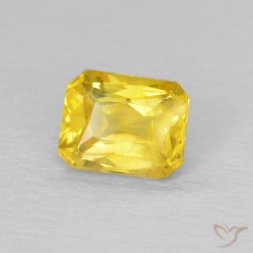 Safira amarelo médio Natural 0.56ct, Corte Octógono / Esmeralda, VS