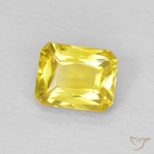 Safira amarelo médio Natural 0.53ct, Corte Octógono / Esmeralda, VS