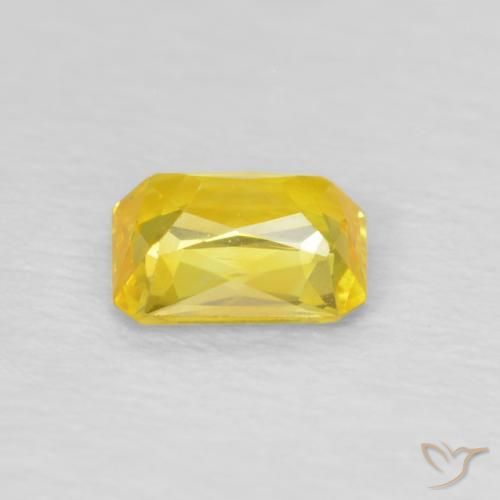 Safira amarelo médio Natural 0.53ct, Corte Octógono / Esmeralda, VS