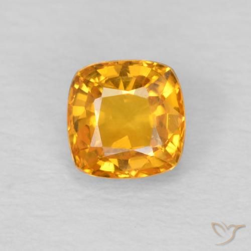 0.49ct Natural Laranja brilhante Safira, Almofada, VVS