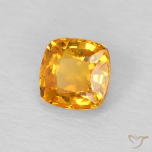 Safira Laranja brilhante Natural 0.49ct, Almofada, VVS