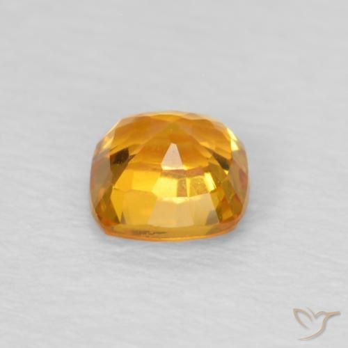 Safira Laranja brilhante Natural 0.49ct, Almofada, VVS