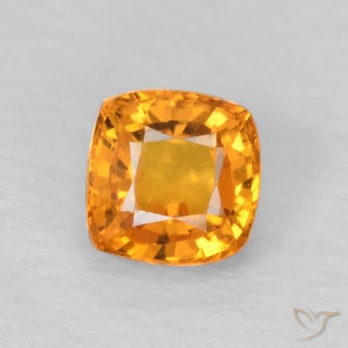 0.61ct Natural Laranja brilhante Safira, Almofada, VVS