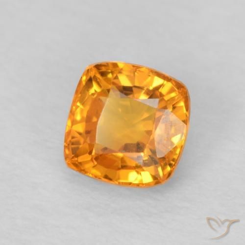Safira Laranja brilhante Natural 0.61ct, Almofada, VVS