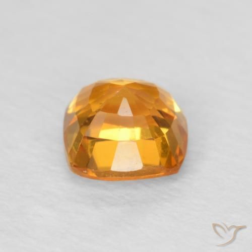 Safira Laranja brilhante Natural 0.61ct, Almofada, VVS