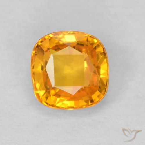 0.65ct Natural Laranja-Ouro Safira, Almofada, VVS