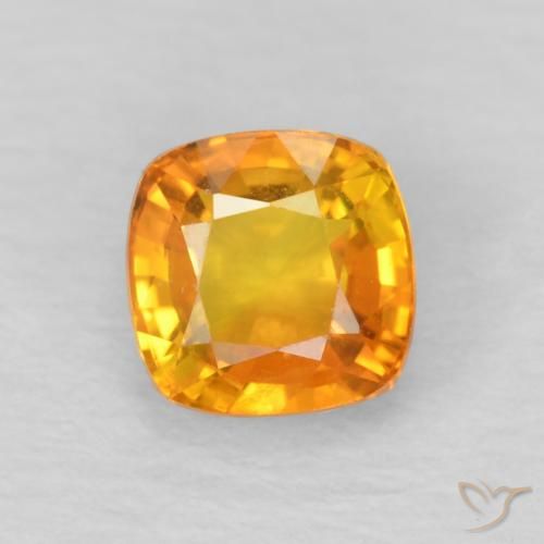 0.69ct Natural Laranja Médio Safira, Almofada, VVS