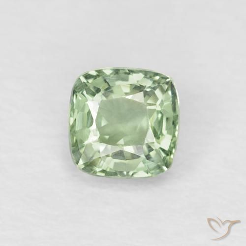 0.48ct Natural Verde muito claro Safira, Almofada, VVS