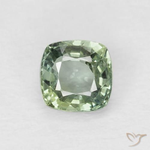 0.65ct Natural Verde musgo claro Safira, Almofada, VVS-VS