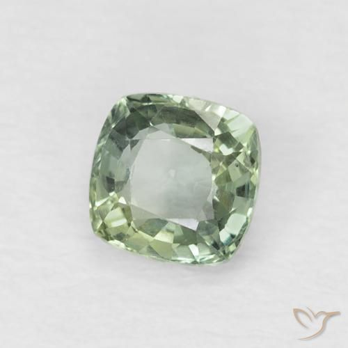 Safira Verde musgo claro Natural 0.65ct, Almofada, VVS-VS