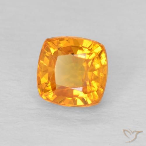 Safira Laranja brilhante Natural 0.66ct, Almofada, VS