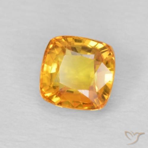 Safira Laranja-Ouro Natural 0.68ct, Almofada, VS