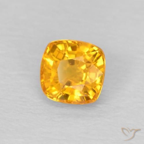 Safira Laranja-Ouro Natural 0.53ct, Almofada, VS